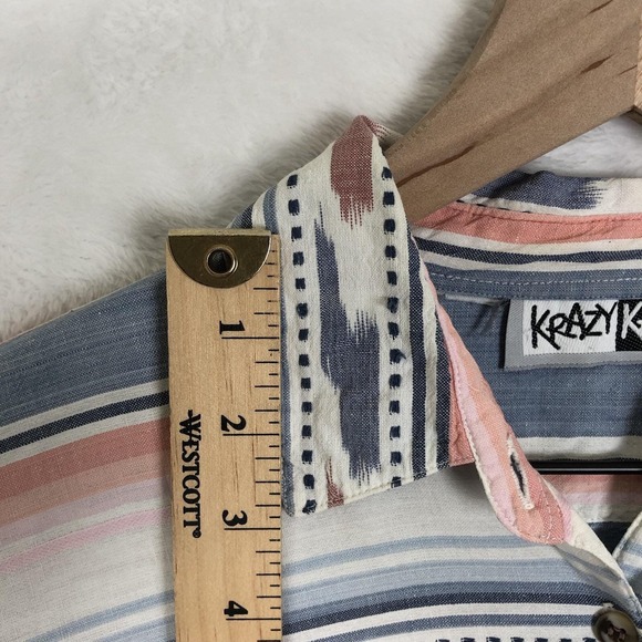 VTG KRAZY KAT Southwest Shirt Sz L Cotton Button Up Western Cowgirl Aztec L/S - Picture 4 of 9